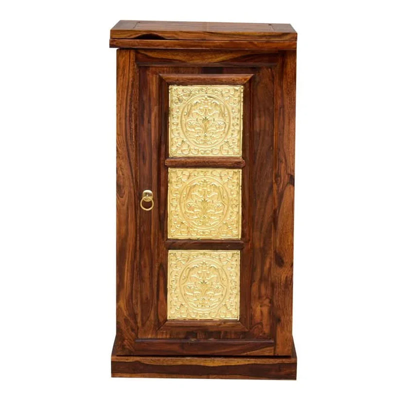 Wanter Solid Wood Bar Cabinet With Brass Work & Single Door