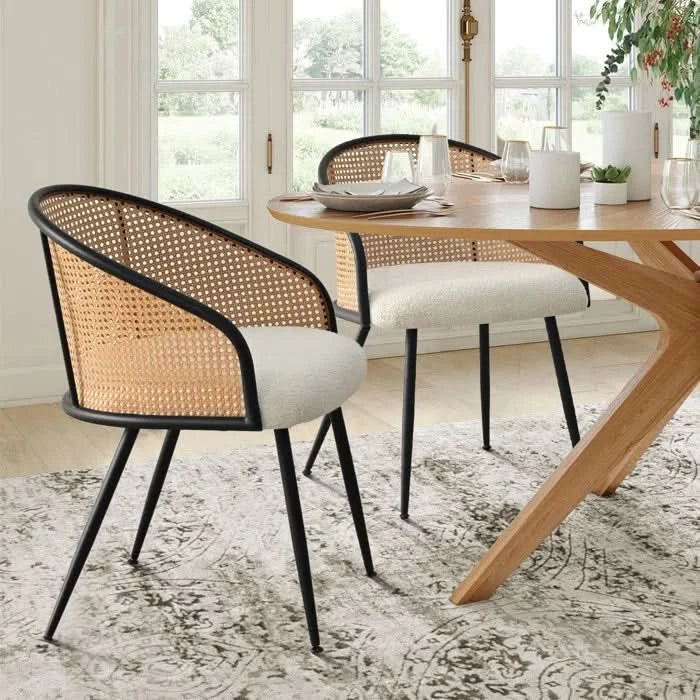 Rattan Boucle Rattan Dining Armchair (Set of 2)
