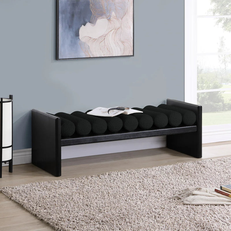 Newra Boucle Wood Bench - craft decor