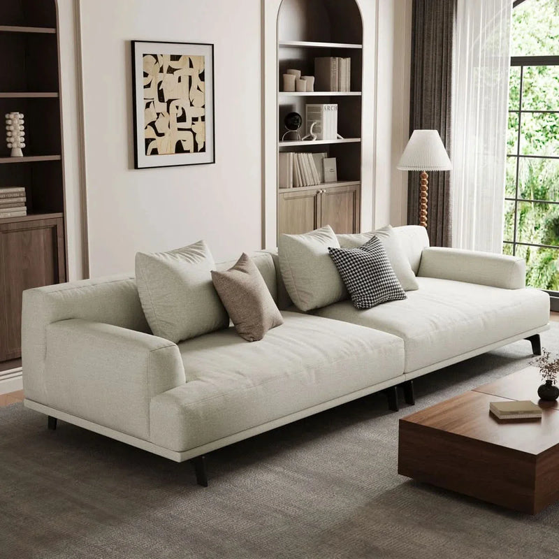 Four-seater Cotton And Linen Sofa with pillows