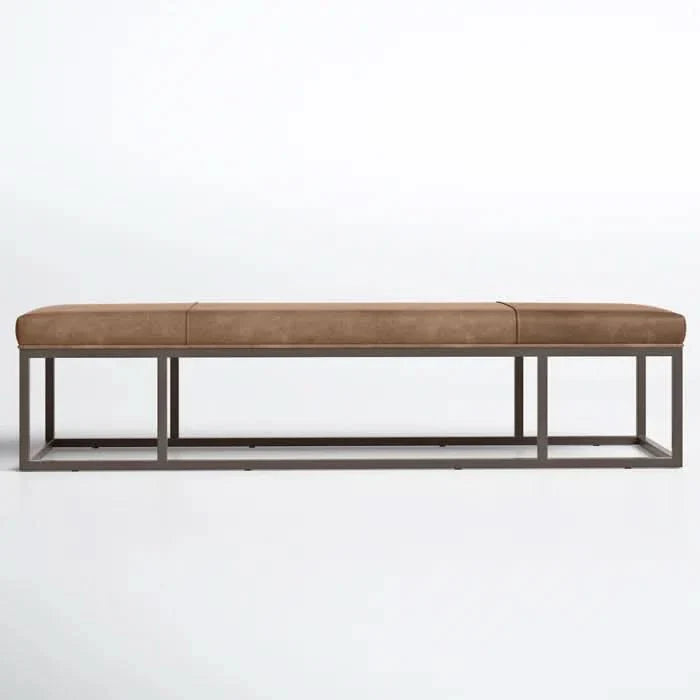 Kalisor Genuine Leather Upholstered Bench v- craft decor