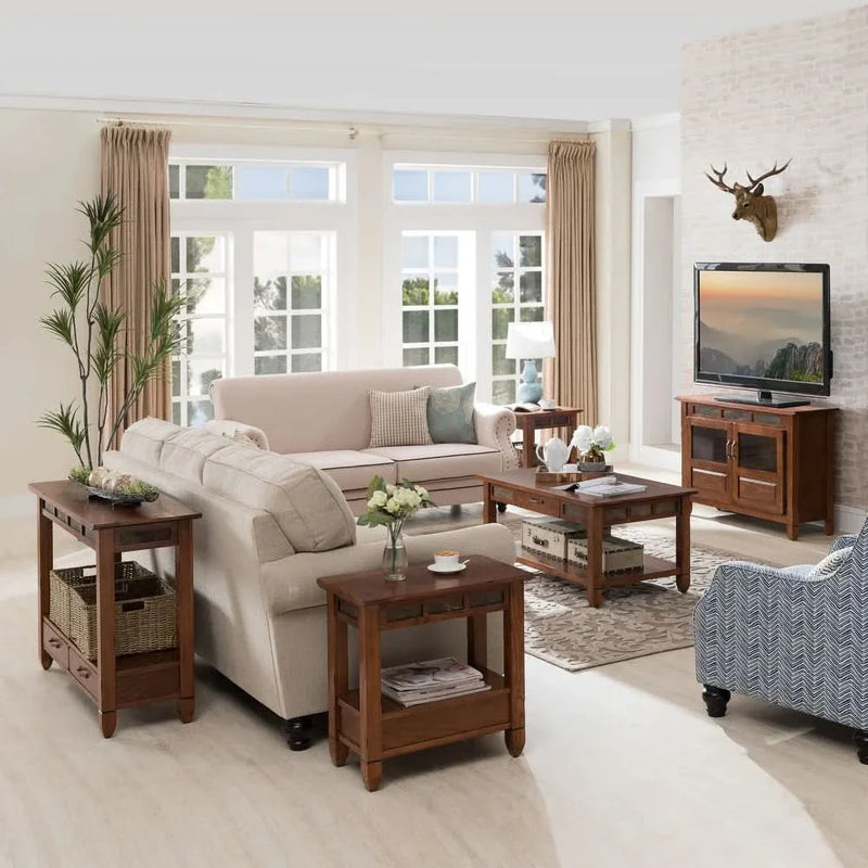 Livert Rustic Oak End Table - Craft Decor