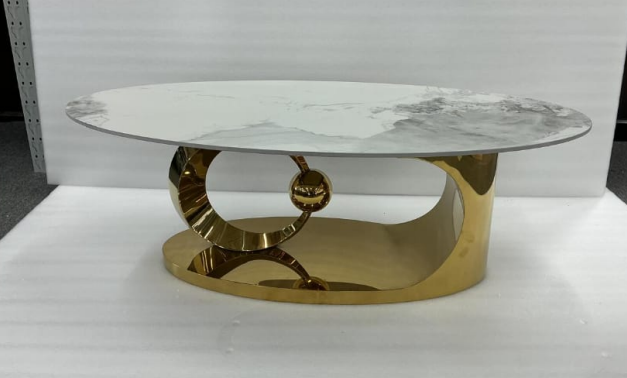 Luxury Marble Top Coffee Table with Gold and Silver Stainless Steel Designer Base