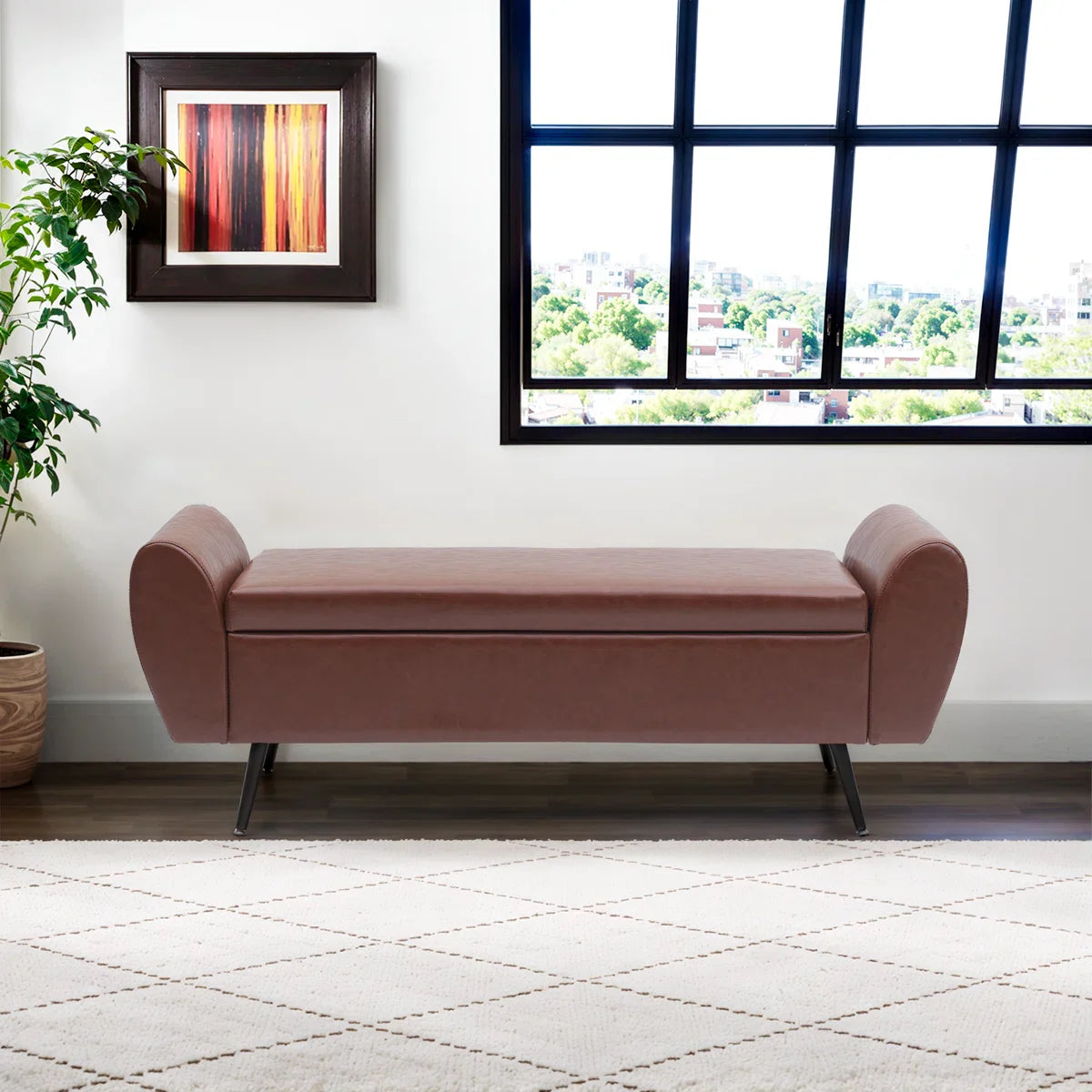 Savin Vegan Leather Storage Bench Storage Ottoman for King Size Bed - craft decor