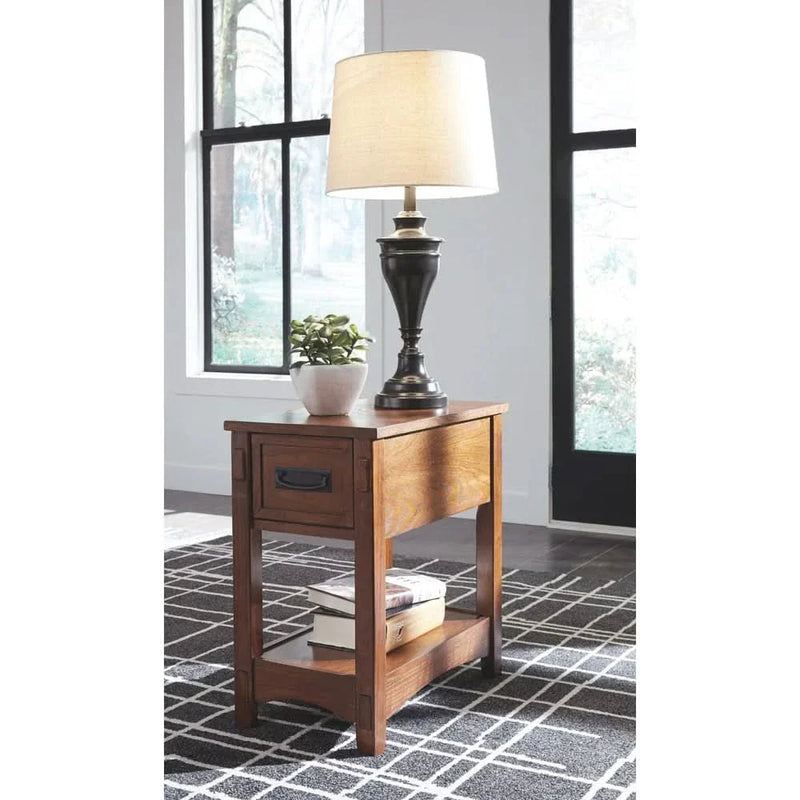 Hapix Brown Finish Wood Chairside End Table - Craft Decor