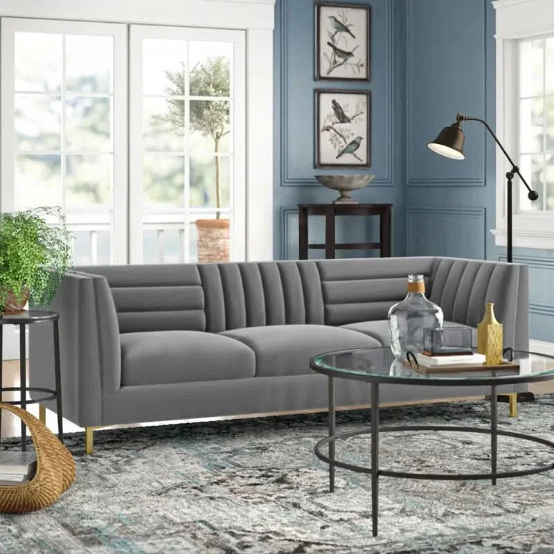 Silver Orchidz Adams Channel Tufted Performance Velvet Sofa