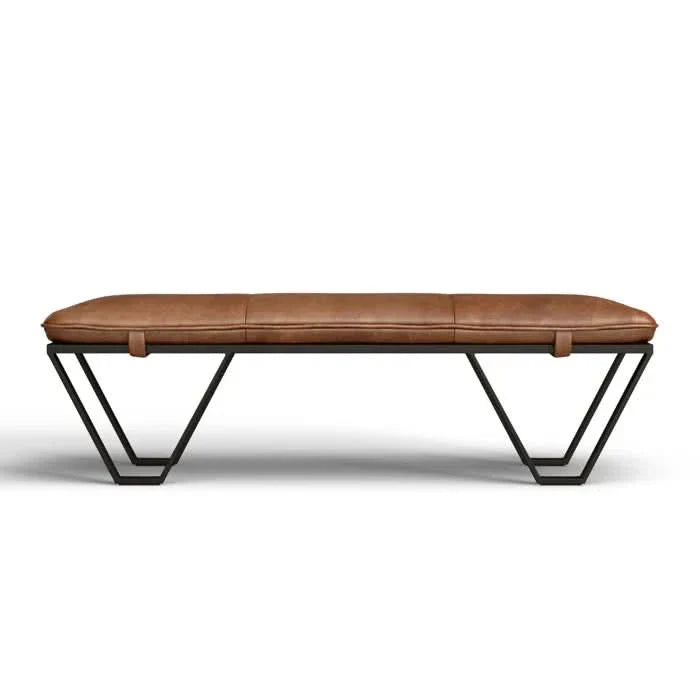 Sajester Genuine Leather Upholstered Bench - craft decor