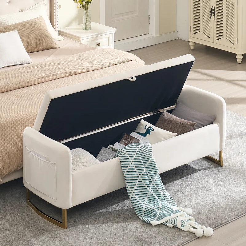 Ivok Upholstered Storage Bench With Two Pillows - craft decor