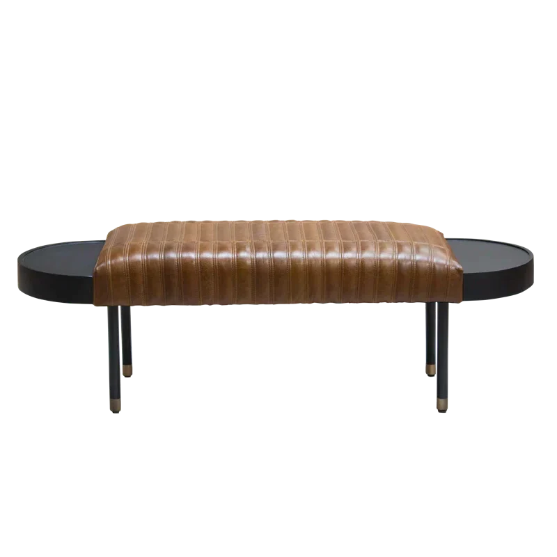Bealoen Genuine Leather Upholstered Bench - craft decor