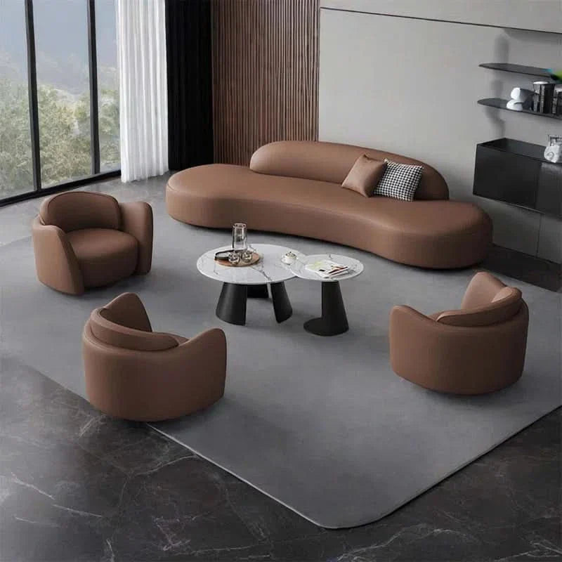 Tabbathaz 5 - Piece Faux Leather Living Room Set Luxury Sofa Set