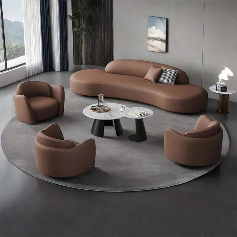 Tabbathaz 5 - Piece Faux Leather Living Room Set Luxury Sofa Set