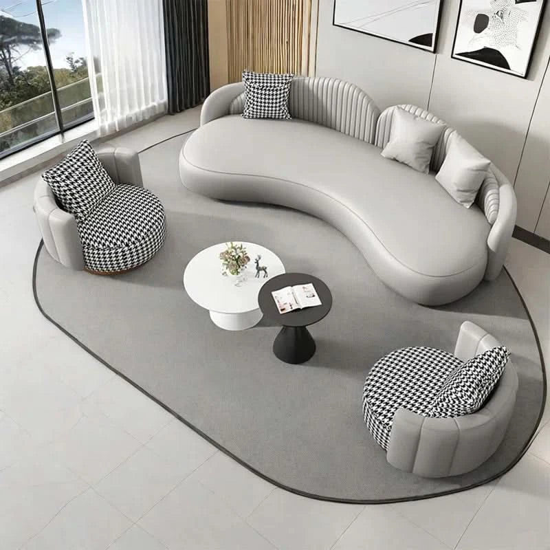 Takashiz 4 - Piece Faux Leather Living Room Set Luxury Sofa Set