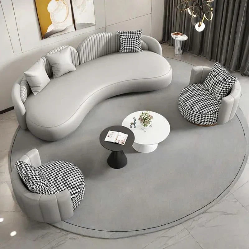 Takashiz 4 - Piece Faux Leather Living Room Set Luxury Sofa Set