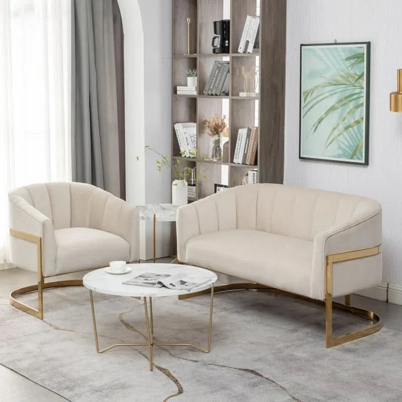 Tellicoz 2 - Piece Velvet Living Room Luxury Sofa Set