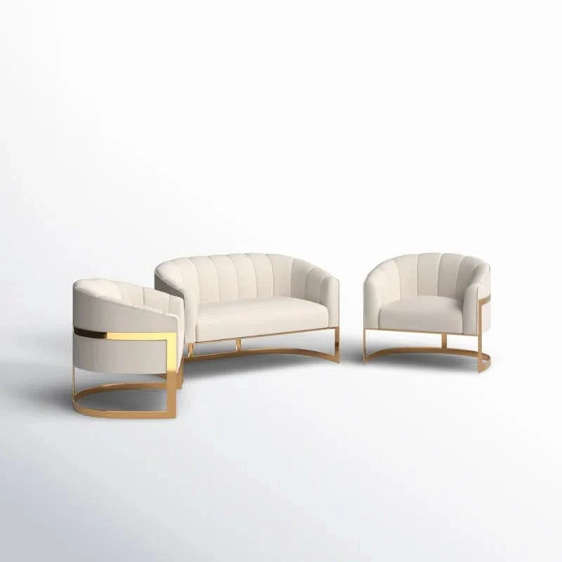 Tellicos 3 - Piece Velvet Living Room Luxury Sofa Set