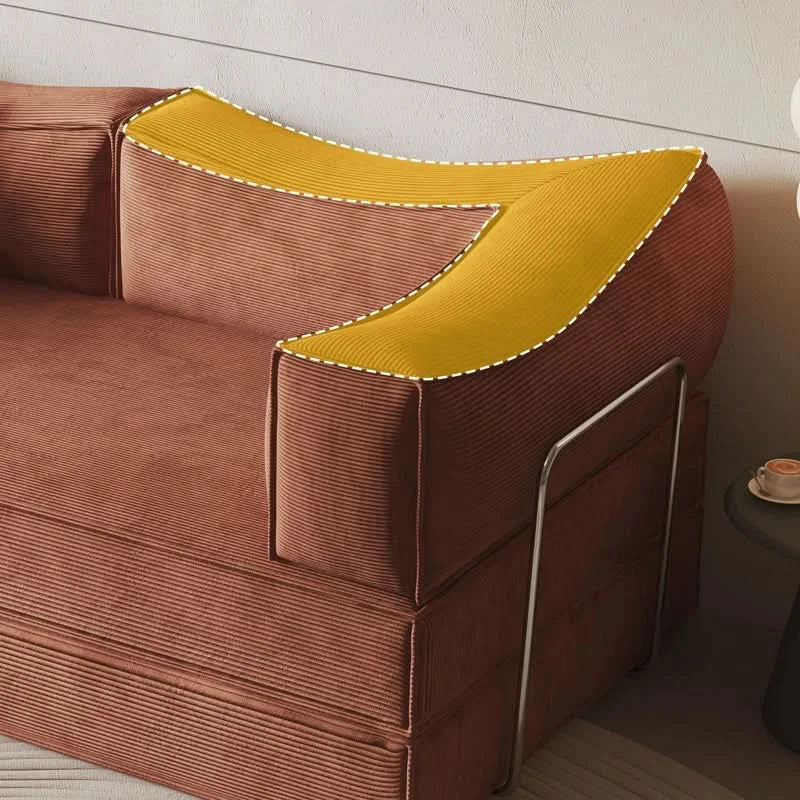 Convertible Accent Chair Bed with Upholstered Corduroy, Folding Sleeper Sofa with Detachable Armrest and Back