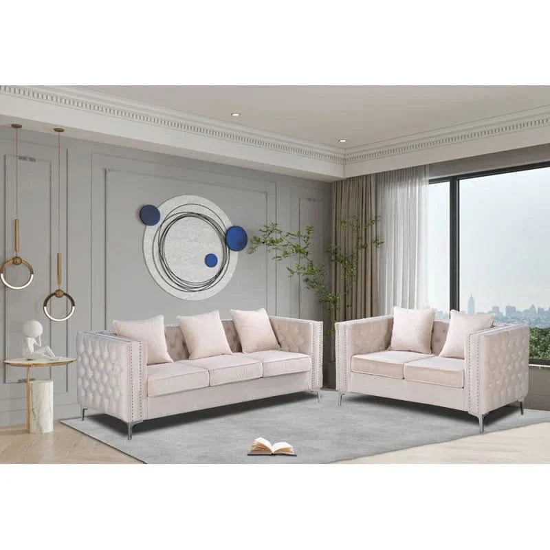 Vanidav 2 - Piece Velvet Living Room Luxury Sofa Set