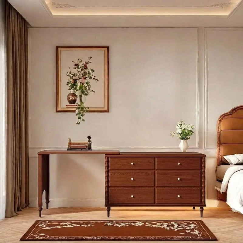 Classic Wooden Dressing Table with Six-Drawer Storage