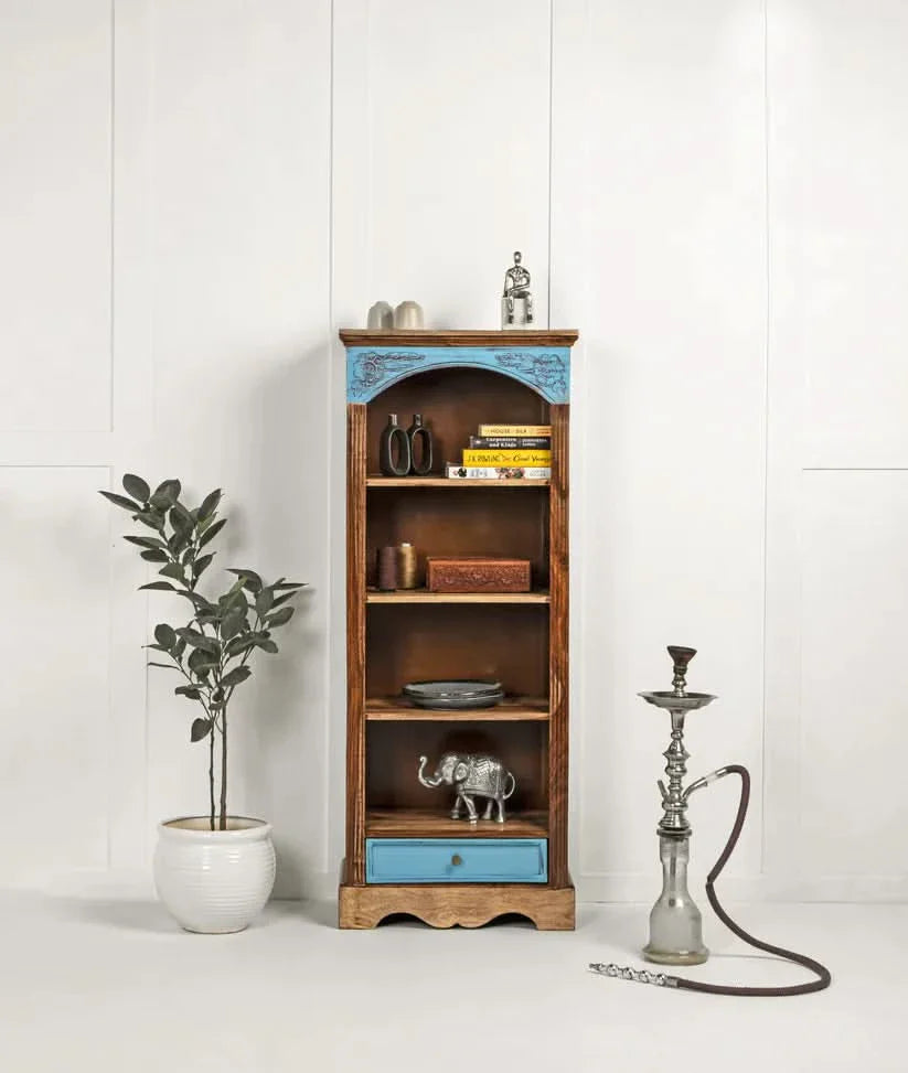 Kiwion Carved Solid Wood Bookcase - Craft Decor