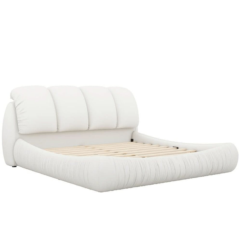 Wiperex Queen Size Luxury Upholstered Bed - White