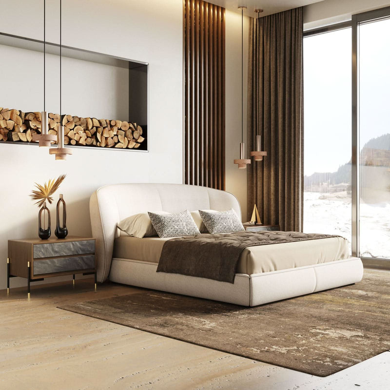 Lambert Modern Beige Fabric Upholstered Bed