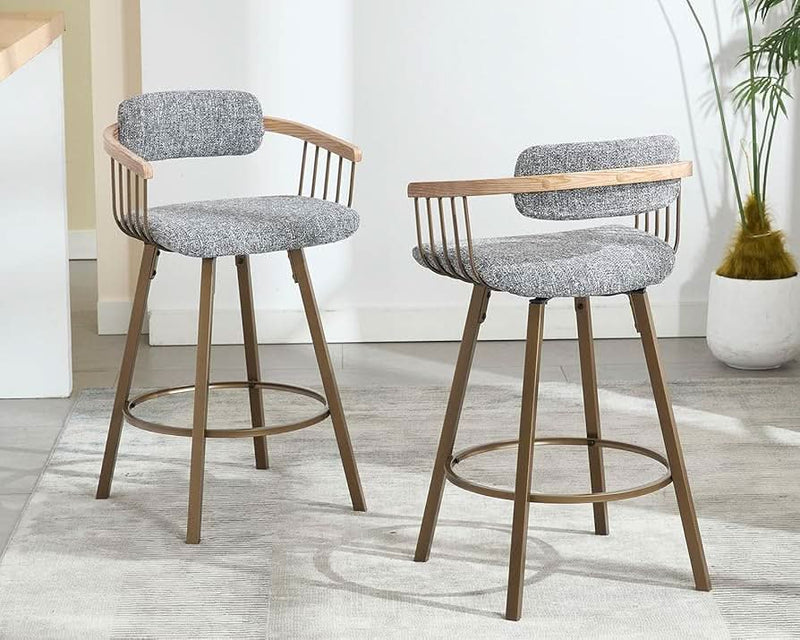 Moisatifi Modern Barrel Swivel Counter Stools Set of 2
