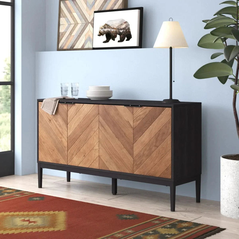 Modern 55" Wide Sideboard with 4 Swinging Door