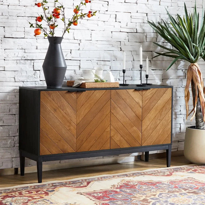 Modern 55" Wide Sideboard with 4 Swinging Door