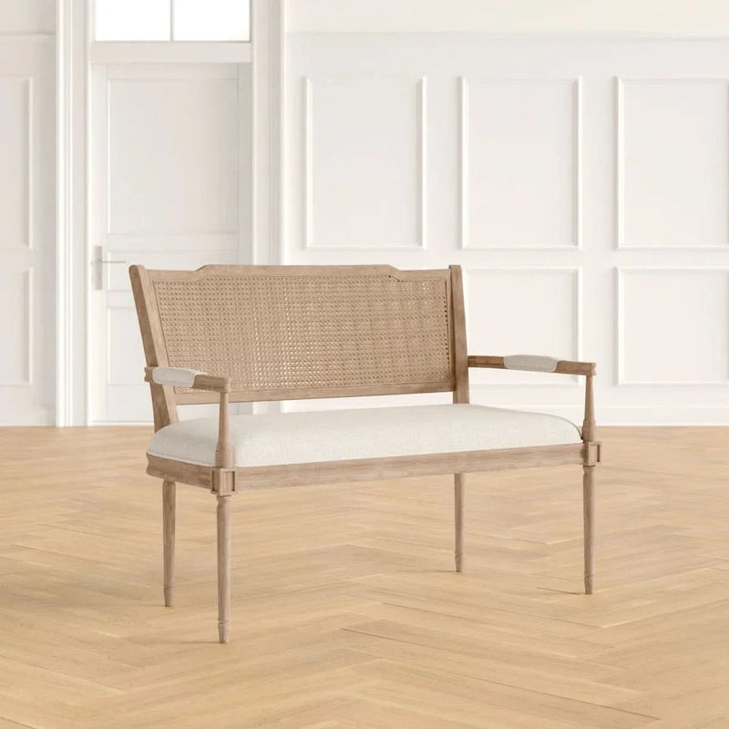 Vintage-Inspired Shield-Back Settee – Timeless Accent Seating