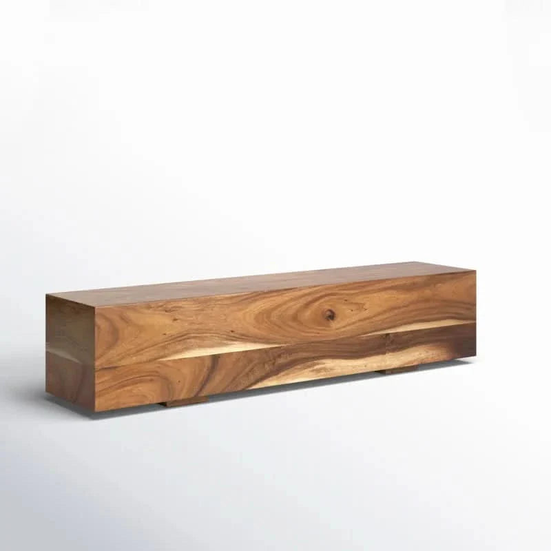 Parsunker Wood Block Rectangular Bench with Elevated Base