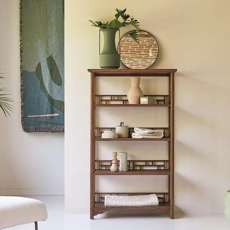 Viraang Solid Sheesham Wood Open Bookshelf with Geometric Frame - Craft Decor