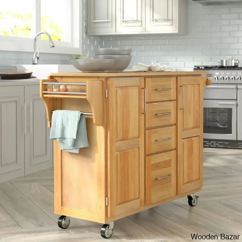 Aadham Kitchen Cart Kitchen trolley cart cabinet kitchen island with storage