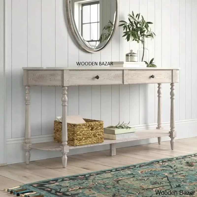 Aberdale 65'' Genuine Marble Polish Console Table - Craft Decor