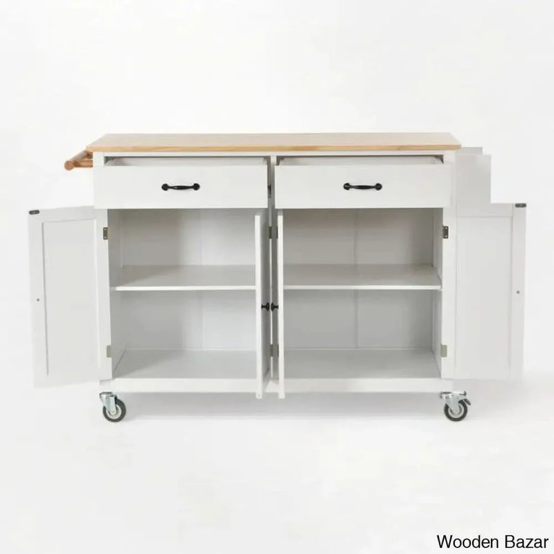Adalid Solid Wood Top Kitchen Cart Kitchen trolley cart cabinet kitchen island with storage