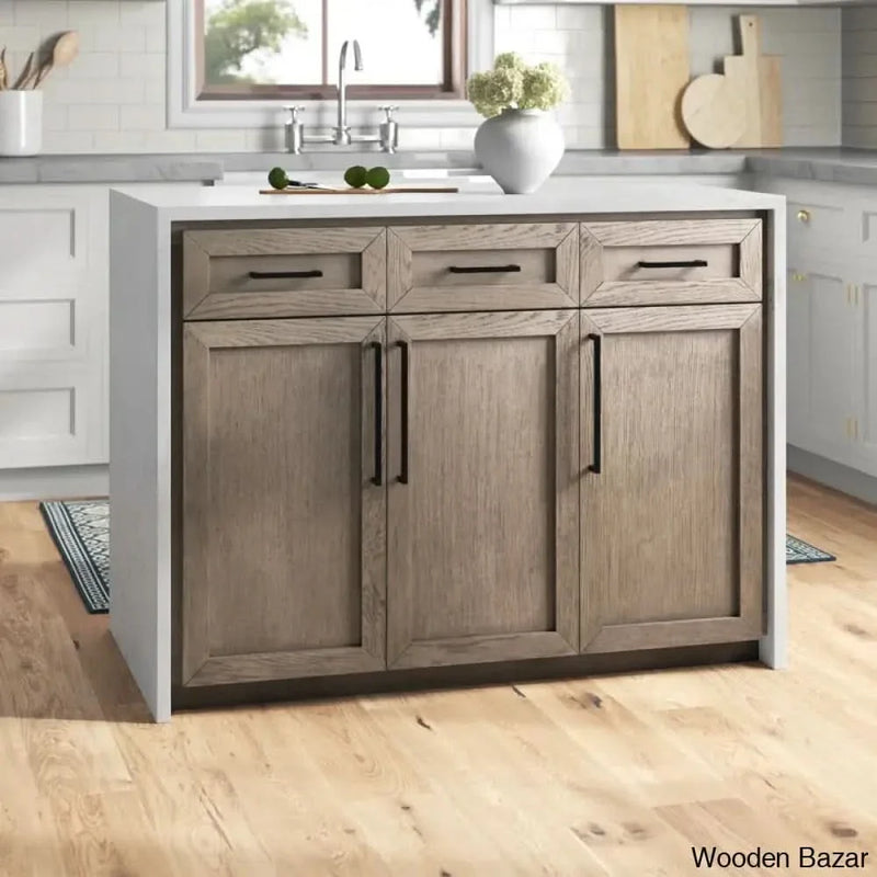 Aleata Marble Top Kitchen Island Kitchen trolley cart cabinet kitchen island with storage