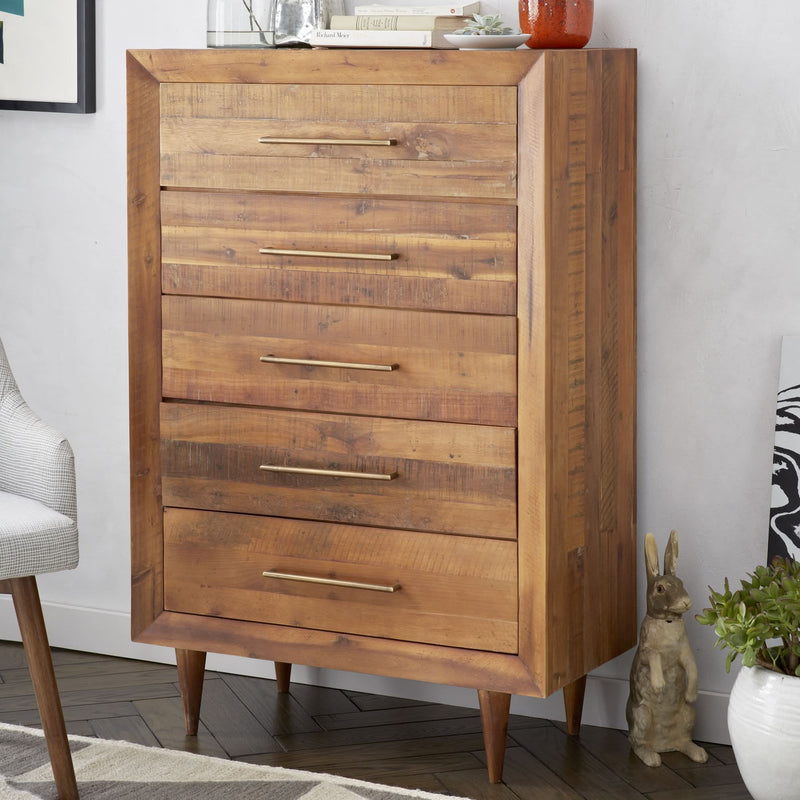 Pulvaka Reclaimed Wood 5-Drawer Dresser - Craft Decor