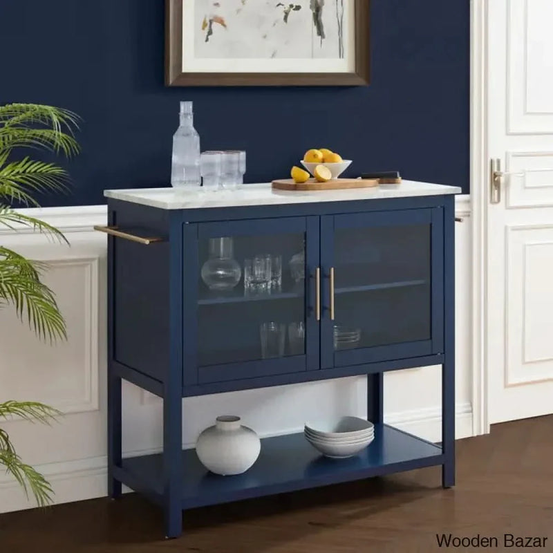Alexander-jay Marble Top Kitchen trolley cart cabinet kitchen island with storage