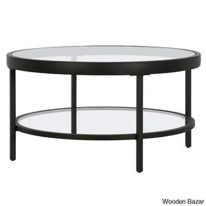 Alexisa 32’’ Wide Round Coffee And Center Table Blackened Bronze