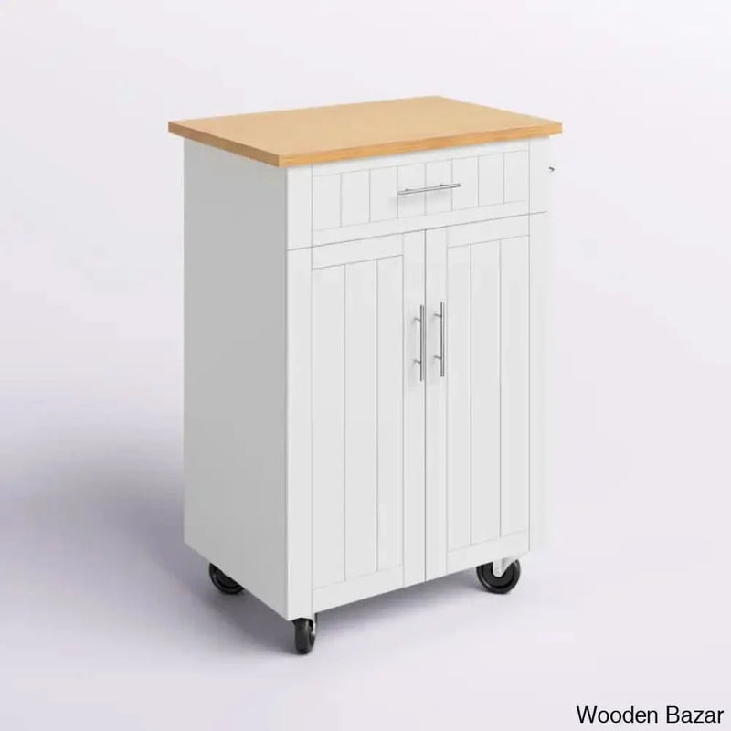 Alleah Wood Kitchen Island Kitchen trolley cart cabinet kitchen island with storage