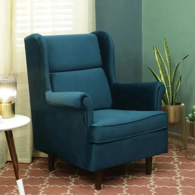 Alvarez Wing Chair in Velvet Blush- Craft Decor