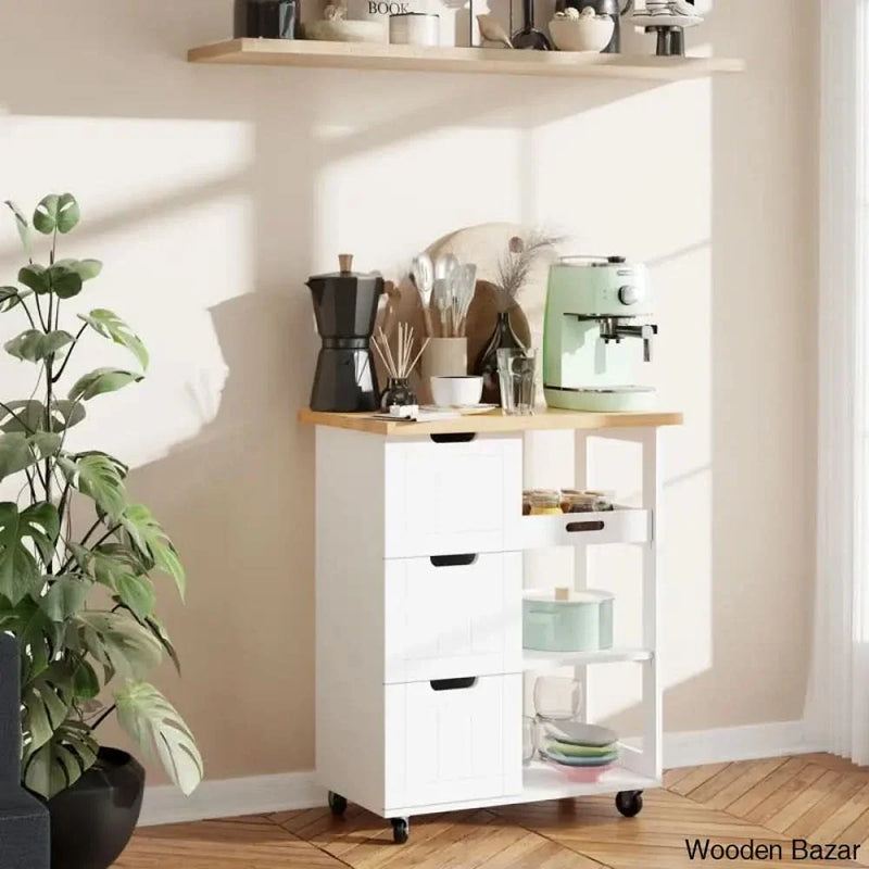 Amarieon Wood Kitchen Island Kitchen trolley cart cabinet kitchen island with storage