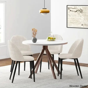 Amherst Stylish 4 Seater Pedestal Dining Set- Craft Decor Beige Mesa