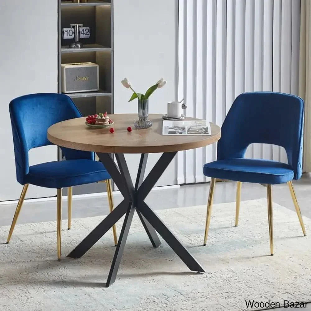 Anilia New 2 Seater Pedestal Dining Table Set - Craft Decor Navy Blue