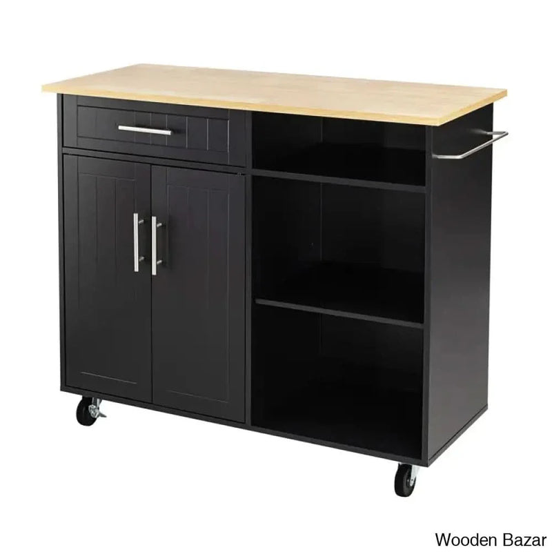 Anjuta Wood Kitchen Island Kitchen trolley cart cabinet kitchen island with storage