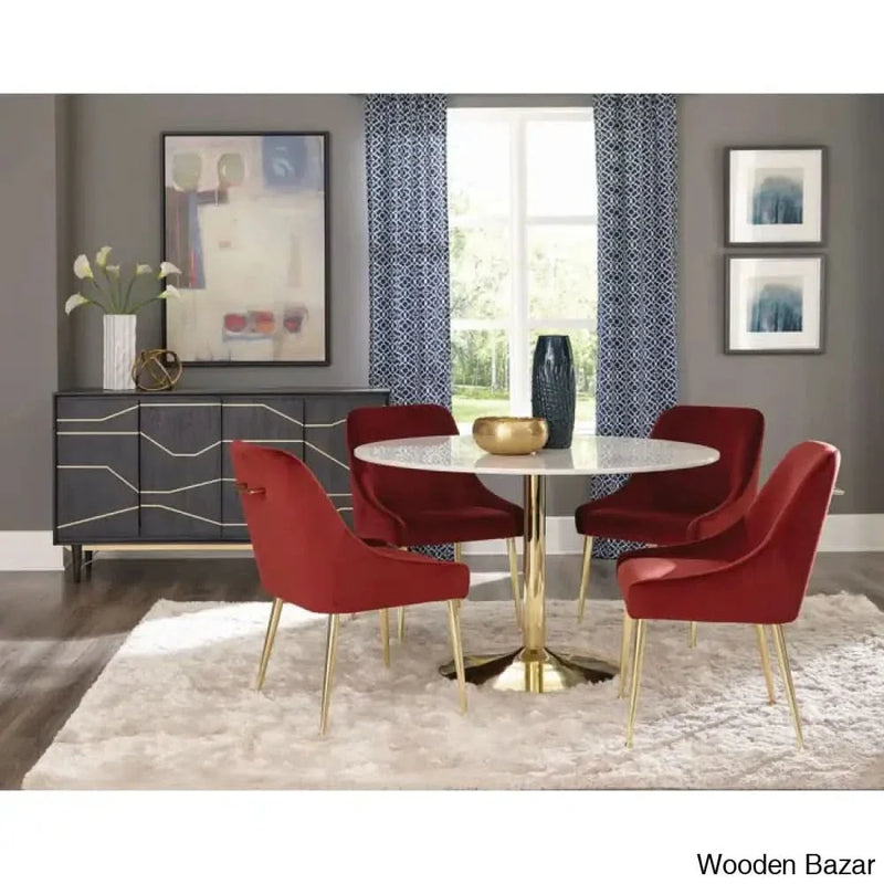 Ankaline Latest 4 Seater Marble Top Dining Set | New Home Furniture