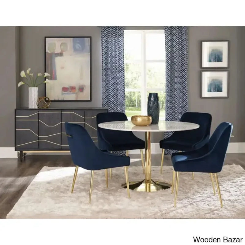 Ankaline Latest 4 Seater Marble Top Dining Set | New Home Furniture