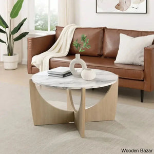 Annekathrine Coffee And Center Table Calacatta Marble/Coastal Oak