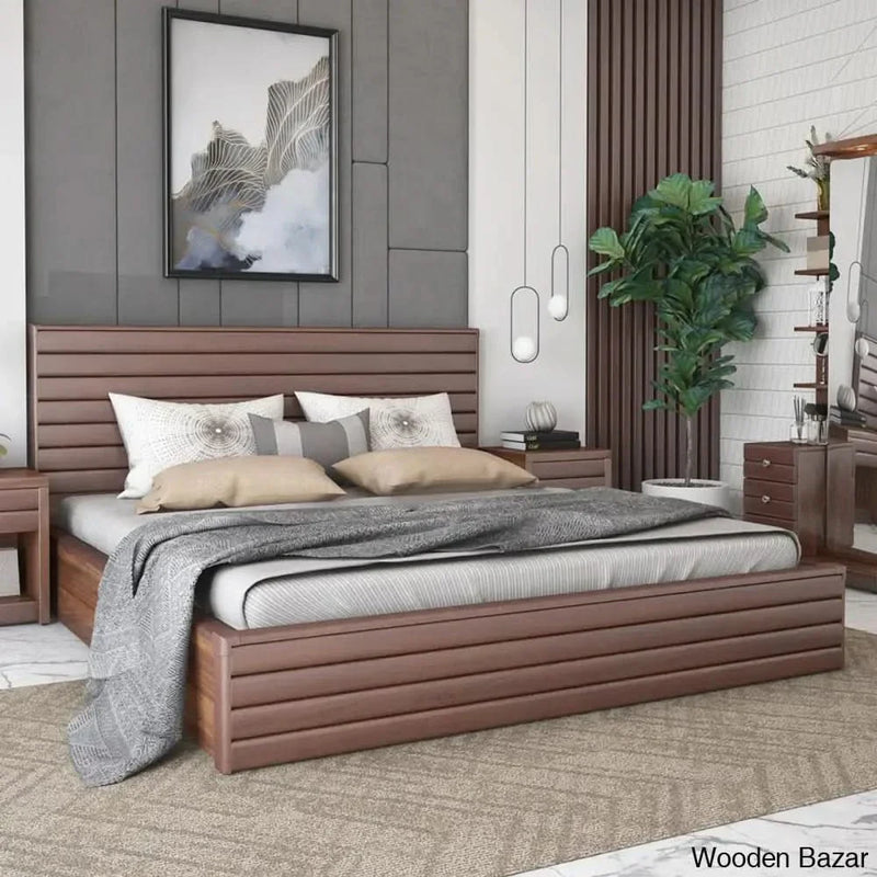 Antinia Queen Size Bed in Royal Look with Lift-up Storage