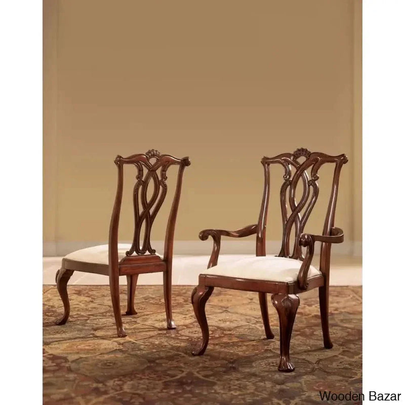 Aparna Nine Piece dining Table set With Extendable Solid Wood Top Double Pedestal
