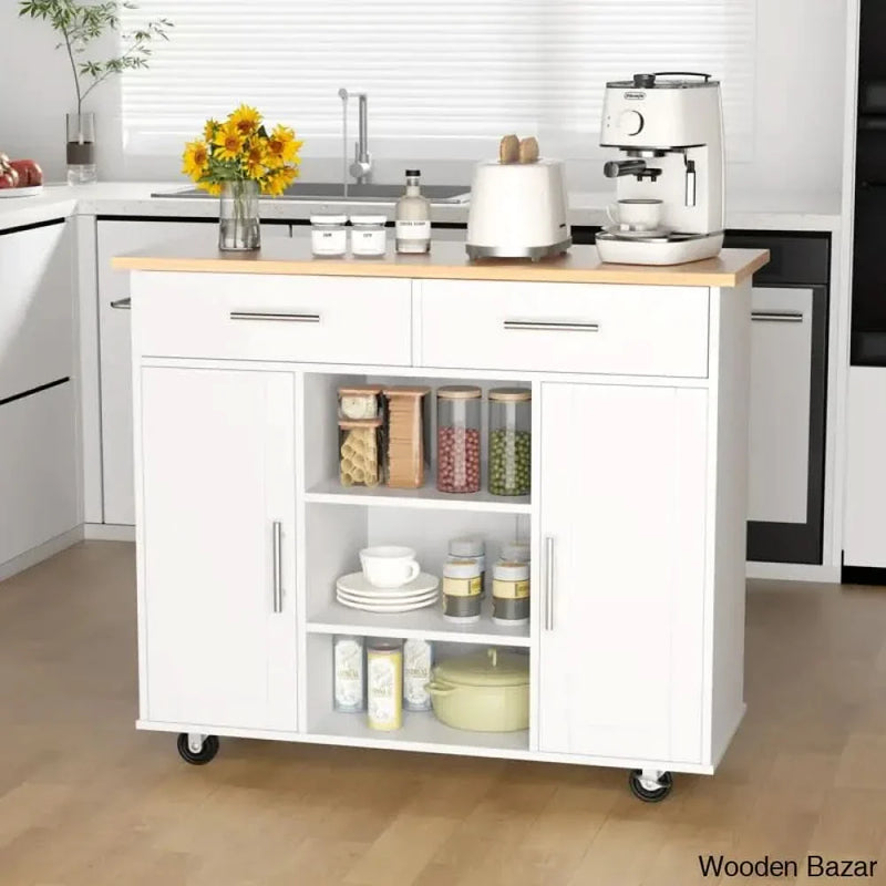 Aralynne Wood Kitchen Island Kitchen trolley cart cabinet kitchen island with storage